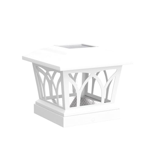 VOLISUN Solar Fence Post Cap Lights, Edison LED 2 Modes 4Pack,Slate White | Solar powered lights fit 4x4/6x6 posts, ideal for garden, deck, mailbox, yard & porch outdoor decoration - color: White, size: 4 pack