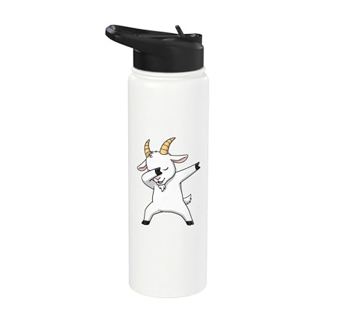 Dabbing Goat Kids Halloween Costume Cute Farm Animal Dab Stainless Steel Insulated Water Bottle - color: White