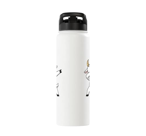 Dabbing Goat Kids Halloween Costume Cute Farm Animal Dab Stainless Steel Insulated Water Bottle - color: White
