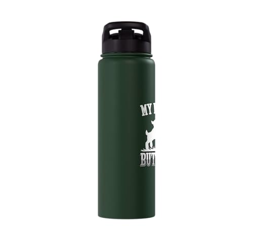 My Kids Are Buttheads Funny Goat Lover Goat Mom Farmer Stainless Steel Insulated Water Bottle - color: Dark Green