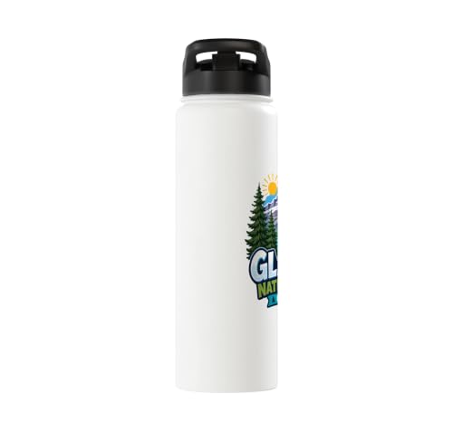 Glacier National Park Montana Mountain Goat Kids Adventure Stainless Steel Insulated Water Bottle - color: White