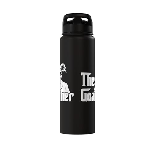 Funny Goat Gift for Men Women Kids Youth Girls Boys Mom Dad Stainless Steel Insulated Water Bottle - color: Black