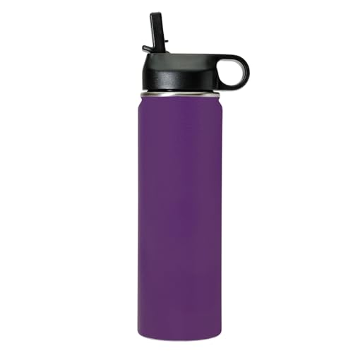 LaserGram Personalized 20oz Water Bottle, Horse (Dark Purple) | Engraved Gift, Vacuum Insulated Stainless Steel, Flip-Top Straw Lid, Laser Engraved With Your Name - color: Dark Purple, size: 20 Ounces