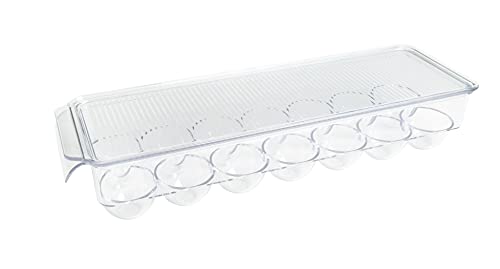 Kitchen Spaces KSEG12-AMZ Egg Tray 14pc Stackable Food Storage Organizer for Refrigerator, 14.5" x 3" x 4.5", Clear - style: Stackable Egg Tray