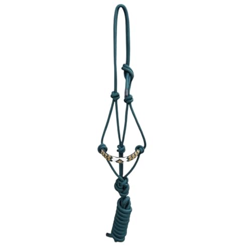 Majestic Ally Padded Beaded Nose Braided Rope Halter with 10' Matching Lead - Full (Hunter Green) - color: Hunter Green