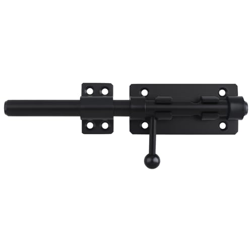 Barrel Bolt Latch, 7.9" Heavy Duty Gate Latch Slide Lock Solid 304 Stainless Steel Bolt Lock for Inside Door, Finished Shed Door Latch (Black) - color: Black 8inch