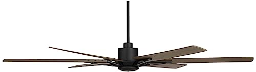 72" Expedition Matte Black Damp Rated Large Indoor Outdoor Fan with Remote | Industrial Rustic Style Light Weathered Oak for Patio Exterior House Porch Gazebo Garage Barn