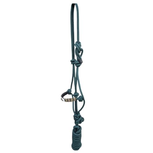 Majestic Ally Padded Beaded Nose Braided Rope Halter with 10' Matching Lead - Full (Hunter Green) - color: Hunter Green
