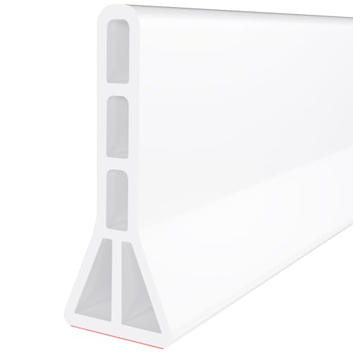 Raycity 3"H Shower Threshold Water Dam, Shower Water Guard (59 inch, White) | Silicone Rubber Water Stopper for Walk in Shower, Water Barrier, Prevent Leaks, Suitable for Bathroom, Kitchen - color: White, style: 59 inch