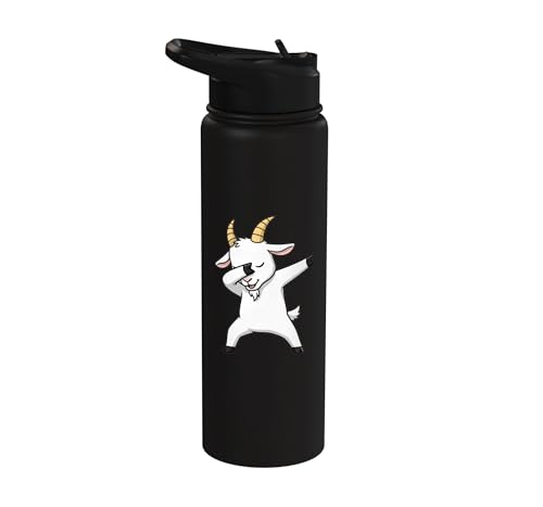 Dabbing Goat Kids Halloween Costume Cute Farm Animal Dab Stainless Steel Insulated Water Bottle - color: Black
