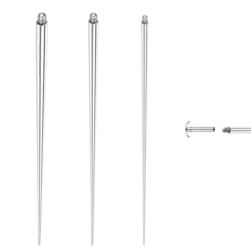 GEMQUEEN Piercing Ball Grabber Tool, 14-20G Taper for Changing Jewelry | Surgical Steel Flat Back Earrings Threader Tool Insertion Pin, Body Piercing Kit for Ear Rook Conch Nose Lip Jewelry Removal - style: External Thread(14G 16G 18G)
