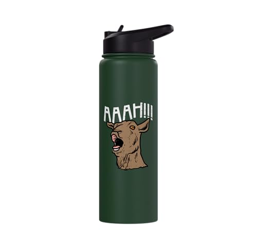 Goat Aaah Bleating Scream Animal Lover Farmer Men Women Kids Stainless Steel Insulated Water Bottle - color: Dark Green