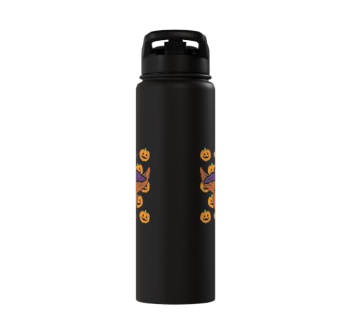 Halloween Goat Pumpkin Farm Animal Costume Men Women Kids Stainless Steel Insulated Water Bottle - color: Black