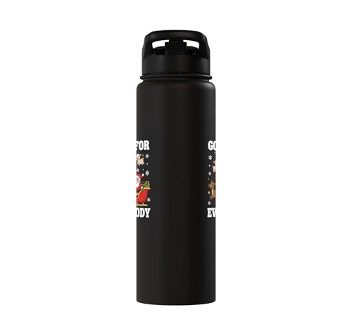 Goats For Everybody Christmas Kids Santa Reindeer Snowflake Stainless Steel Insulated Water Bottle - color: Black