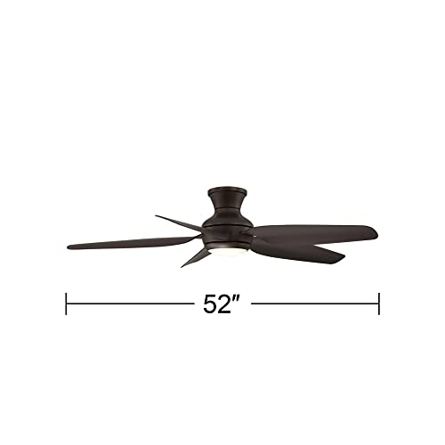 52" Del Diego Bronze Indoor/Outdoor Hugger Ceiling Fan with LED Light | Modern Industrial Style Remote Control Brown Damp Rated for Patio Exterior House Home Porch Gazebo Garage Barn