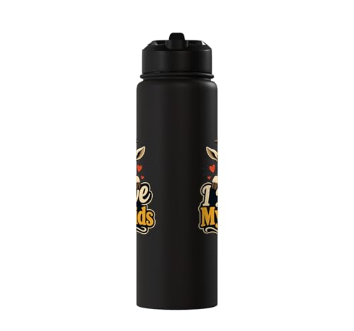 Goat Lover Farm Kids Animal Heart Cute Stainless Steel Insulated Water Bottle - color: Black