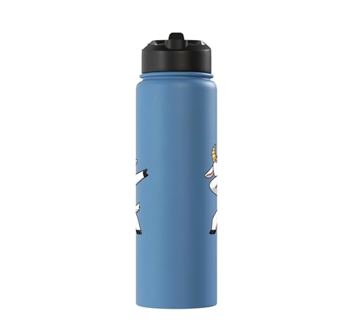Dabbing Goat Kids Halloween Costume Cute Farm Animal Dab Stainless Steel Insulated Water Bottle - color: Light Blue