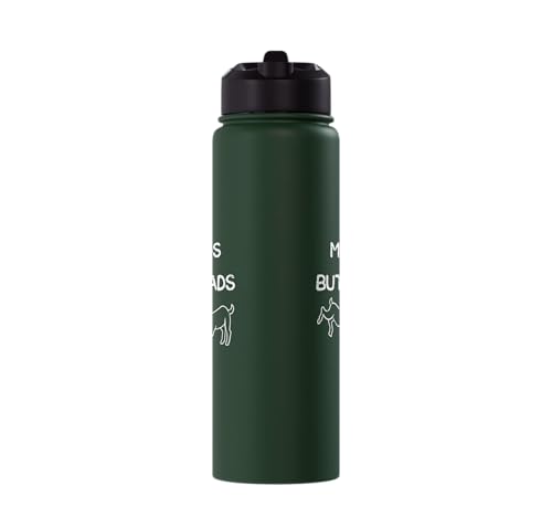 Goat Mom My Kids Buttheads Funny Farm Farmer Mama Women Men Stainless Steel Insulated Water Bottle - color: Dark Green