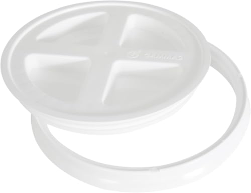 Gamma2 Seal Bucket Lid, Food Grade, 10 In Diameter, Twist Lock, White Color (Pack of 12) - size: Pack of 12