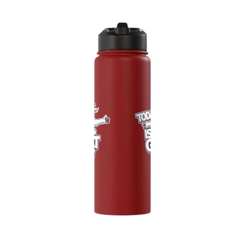 Childrens Today is a Goat Day Design | Kids Goat Stainless Steel Insulated Water Bottle - color: Red