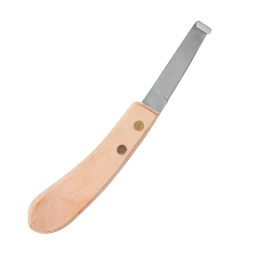 Hoof Knife Single Sided Edge Wide Blade – Stainless Steel Curved Blade Farrier Tool with Fine Wooden Grip, Multipurpose Hoof Trimming Knife for Livestock, 3-Inch Blade, 8.5-Inch Overall - style: Narrow-Blade - RH