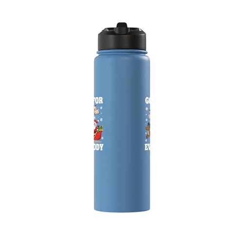 Goats For Everybody Christmas Kids Santa Reindeer Snowflake Stainless Steel Insulated Water Bottle - color: Light Blue