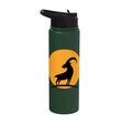 Sunset Wild Goat Capricorn Lover Gift Adult Men Women Kids Stainless Steel Insulated Water Bottle - color: Dark Green