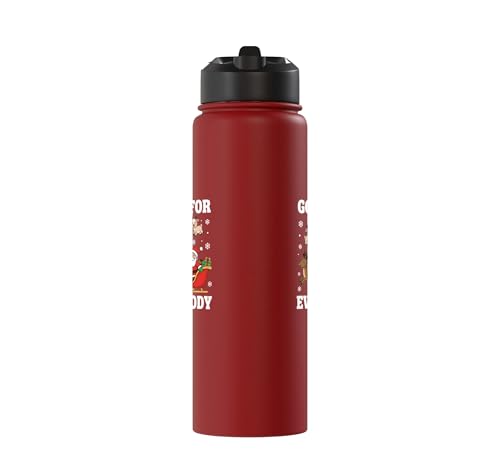 Goats For Everybody Christmas Kids Santa Reindeer Snowflake Stainless Steel Insulated Water Bottle - color: Red