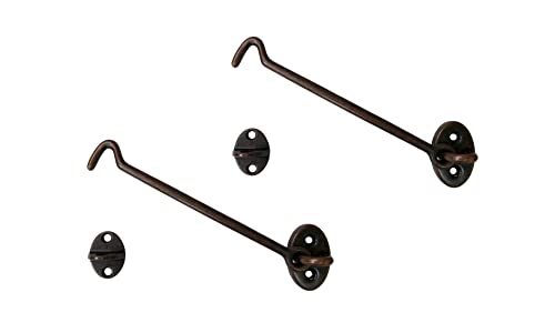 Heavier Duty Brass Door Hook Latch & Eye, 6", Antique Copper, 2 Pack, Made in Taiwan - color: Antique Copper, size: 2 Pack (6")