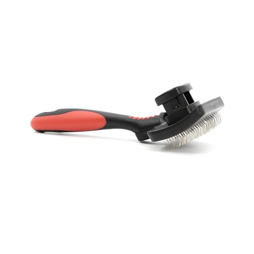 Jeffers Pet Self-Cleaning Slicker Brush for Dogs & Cats – Self Cleaning Button, Removes Tangles & Loose Hair, Non Slip Handle for Easy Grooming, Go To Gift for Pet Owners – Black, Red - Small - color: Self Cleaning Slicker, size: Small
