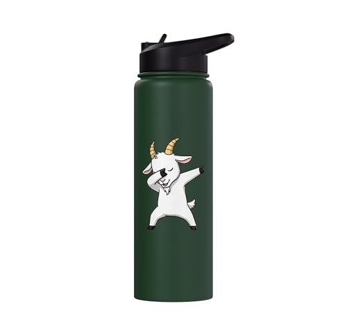Dabbing Goat Kids Halloween Costume Cute Farm Animal Dab Stainless Steel Insulated Water Bottle - color: Dark Green