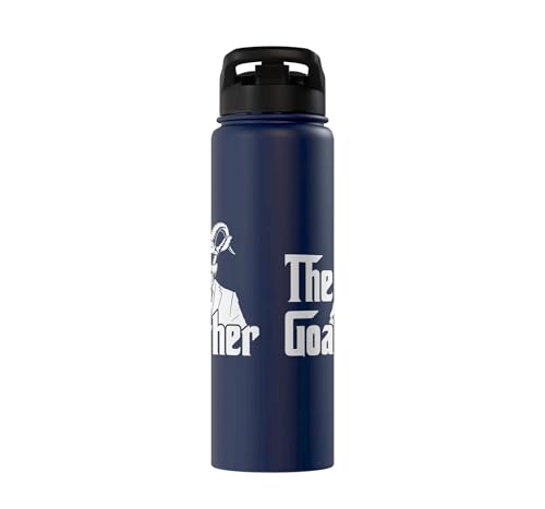 Funny Goat Gift for Men Women Kids Youth Girls Boys Mom Dad Stainless Steel Insulated Water Bottle - color: Navy Blue