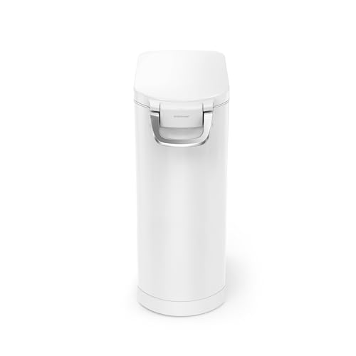 simplehuman X-Large Pet Food Storage Container, Holds 36-44 lb / 16-20 kg of Dry Dog Food, Cat Food, or Bird Seed, Airtight Lock-Tight Lid with Magnetic Scoop, BPA-Free, White Steel - color: White, size: X-Large