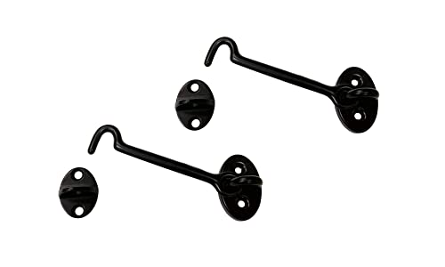 Heavier Duty Brass Door Hook Latch & Eye, 4", Matte Black, 2 Pack, Made in Taiwan - color: Matte Black, size: 2 Pack (4")