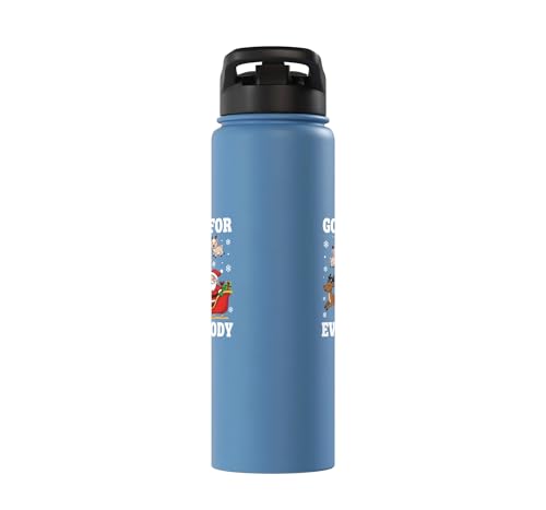 Goats For Everybody Christmas Kids Santa Reindeer Snowflake Stainless Steel Insulated Water Bottle - color: Light Blue