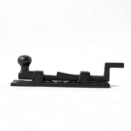 Renovators Supply Manufacturing Door Lock Latch 4 in. Black Wrought Iron Ball Tip Styled Necked Offset Slide Bolt Latch with Mounting Hardware - size: Pack of 1, style: 4 inch - Ball Tip