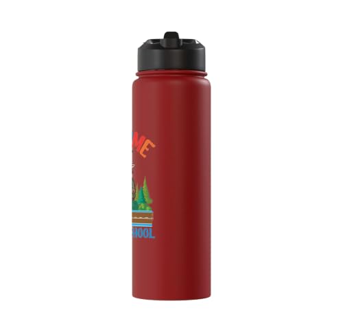 Welcome Back To School Cute Goat Student Boys Girls Kids Stainless Steel Insulated Water Bottle - color: Red