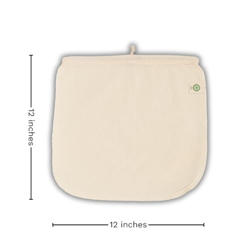 Reusable Jelly Strainer Bags - 100% Organic Cotton Juice Strainer Bags - Large, Reusable, Washable, and Biodegradable Kefir, Kava, Pulp & Yogurt Strainer Bags (3 Medium - 12"x12") - size: 3 Medium: 12"x12"