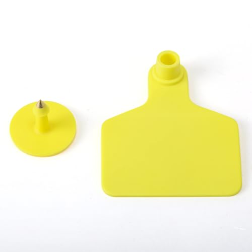 Lothee 100 Pcs Blank Cattle Ear Tags Large Plastic Precision Animal Identification Blank Livestock Ear Tags for Cattle Cow Horse Dog Pig Goat Sheep Farm Management (Yellow) - color: Yellow