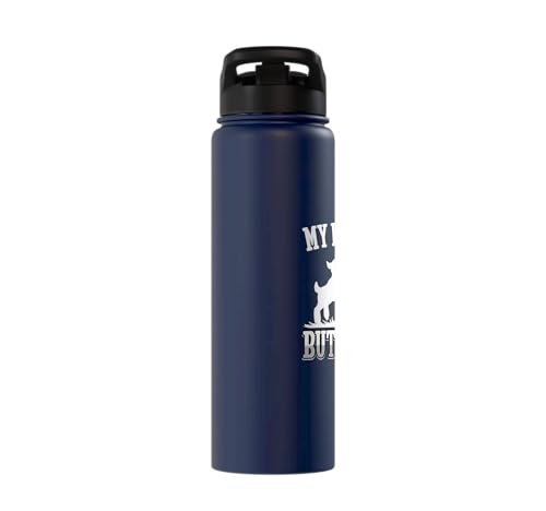 My Kids Are Buttheads Funny Goat Lover Goat Mom Farmer Stainless Steel Insulated Water Bottle - color: Navy Blue