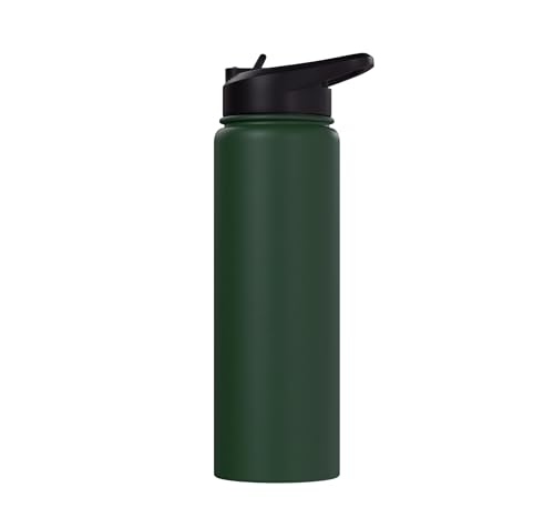 Ready To Learn Goat Student Back To School Kids Boy Girl Stainless Steel Insulated Water Bottle - color: Dark Green