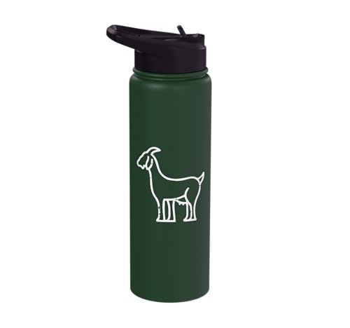 Goat Pocket Cute Farm Animal Boys Girls Kids Youth Women Men Stainless Steel Insulated Water Bottle - color: Dark Green