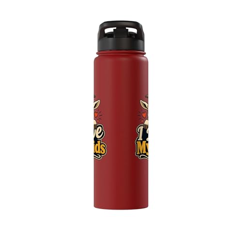 Goat Lover Farm Kids Animal Heart Cute Stainless Steel Insulated Water Bottle - color: Red