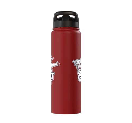 Childrens Today is a Goat Day Design | Kids Goat Stainless Steel Insulated Water Bottle - color: Red