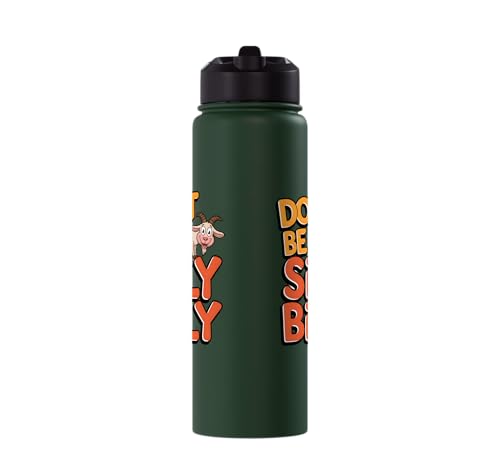 Funny Goat Kid Sheep Lamb Animal Joke Stainless Steel Insulated Water Bottle - color: Dark Green