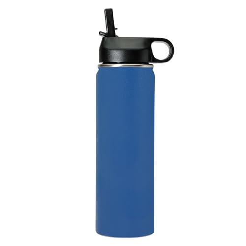 LaserGram Personalized 20oz Water Bottle, Horse (Dark Blue) | Engraved Gift, Vacuum Insulated Stainless Steel, Flip-Top Straw Lid, Laser Engraved With Your Name - color: Dark Blue, size: 20 Ounces