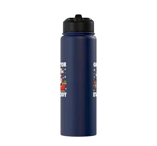 Goats For Everybody Christmas Kids Santa Reindeer Snowflake Stainless Steel Insulated Water Bottle - color: Navy Blue