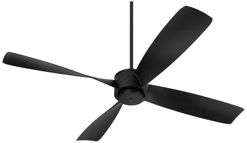 Casa Vieja 56" Grand Milano Black Outdoor Ceiling Fan with 24" Downrod | Modern Industrial Style Remote Control Damp Rated for Patio Exterior House Home Porch Gazebo Garage Barn - size: Includes 24" Rod