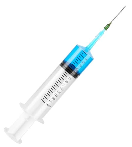 3 Pcs 150ml Large Syringes with 14G 1.5'' Blunt Tip Needles and adapters, Sterile and Individual Sealed, Easy to Use and Clean, Plastic Garden Syringe for Liquid, lip Gloss, Paint, Epoxy Resin, Oil, Watering Plants, Refilling - style: 150 ml