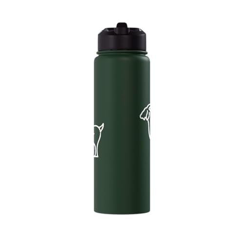 Goat Pocket Cute Farm Animal Boys Girls Kids Youth Women Men Stainless Steel Insulated Water Bottle - color: Dark Green